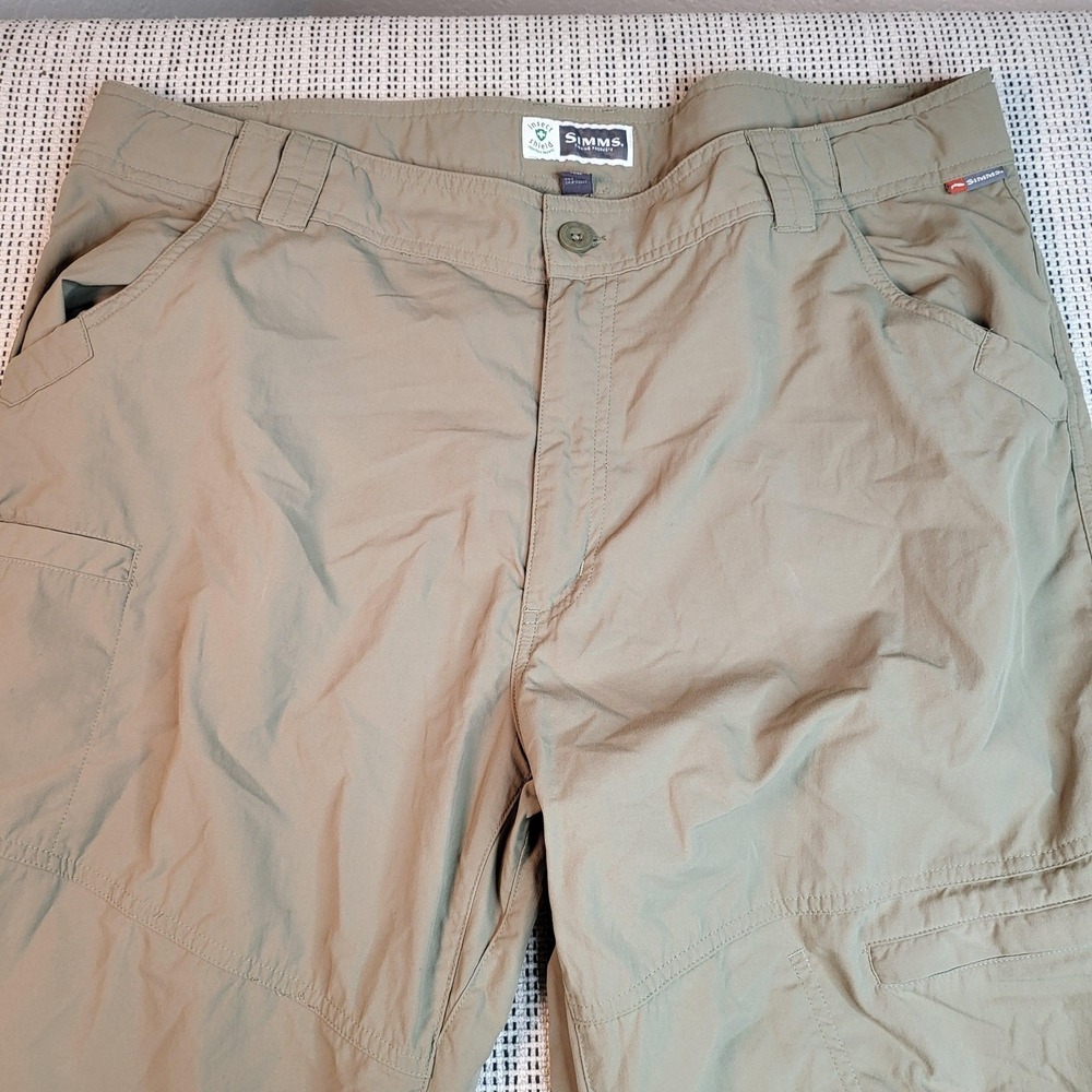 Simms Pants Mens XL Beige‎ Insect Shield Fishing Zip Pocket Lightweight Outdoor